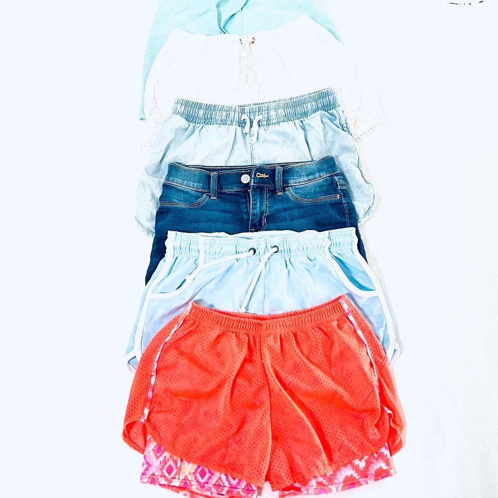 Lot of 6 Justice Cat & Jack RBX Denim Running shorts, Bermuda Shorts, Eyelet